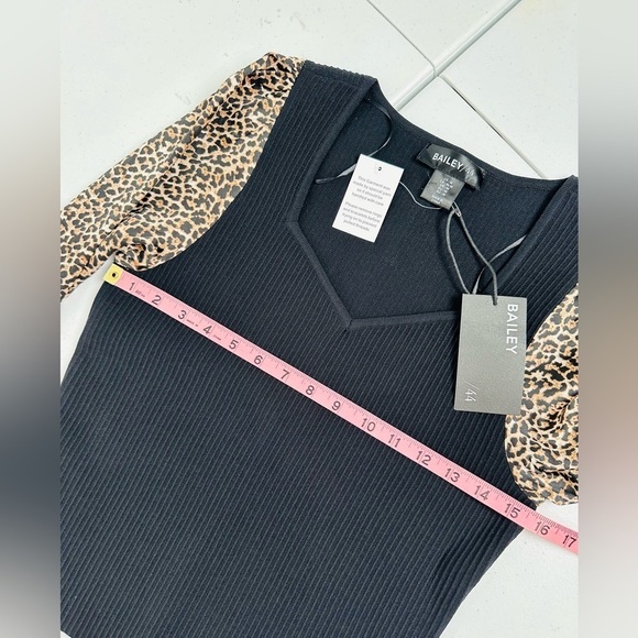 NWT Bailey 44 Animal Print Ribbed Knit Long Sleeve Blouse - Picture 6 of 8